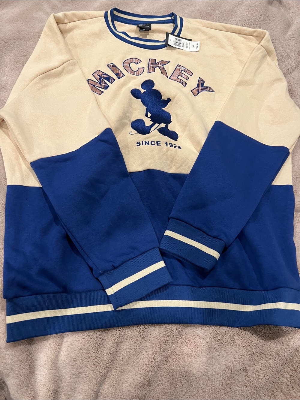 Disney Mickey Two-Tone Crewneck Sweatshirt - Blue & Cream